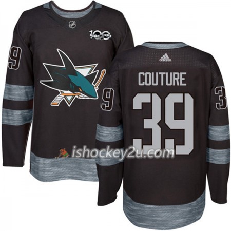 Mænd NHL San Jose Sharks Trøje Logan Couture 39 1917-2017 100th Anniversary Adidas Sort Authentic